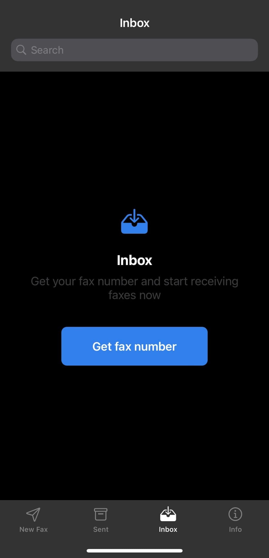 Get fax number interface on the Fax App by Municorn