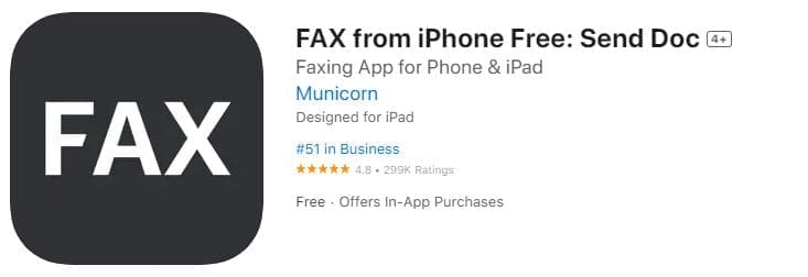 Municorn FAX from iPhone 