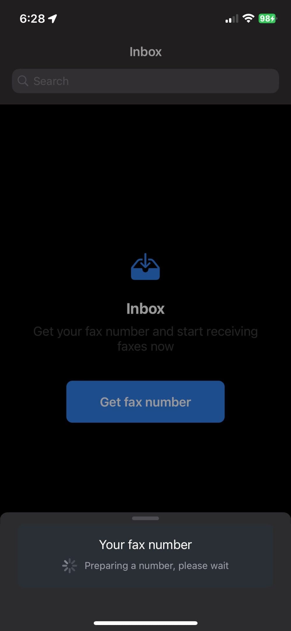 Generating fax number on Fax App