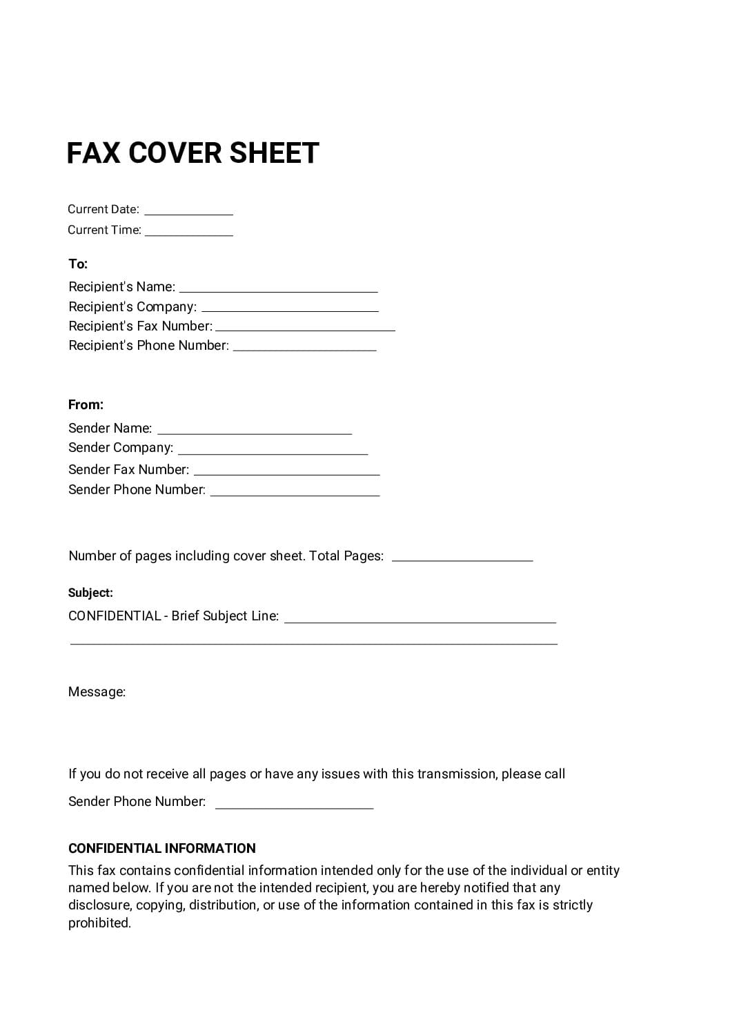 Confidential Fax Cover Sheet pdf