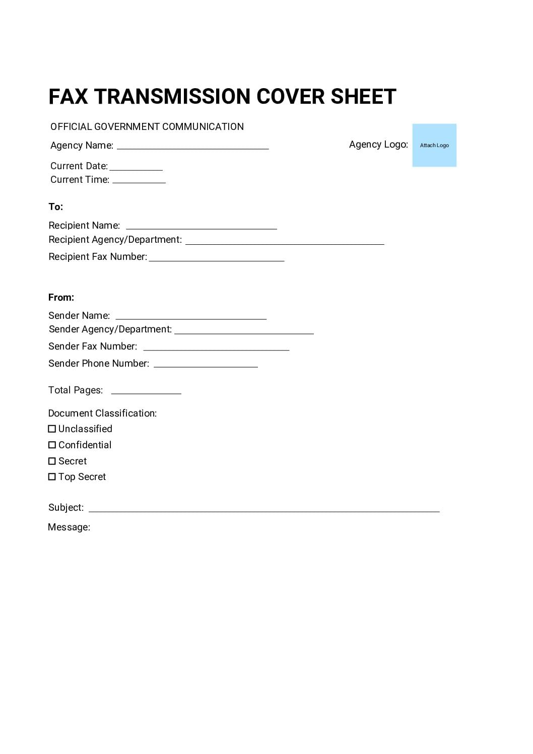 Government Agency Fax Cover Sheet pdf