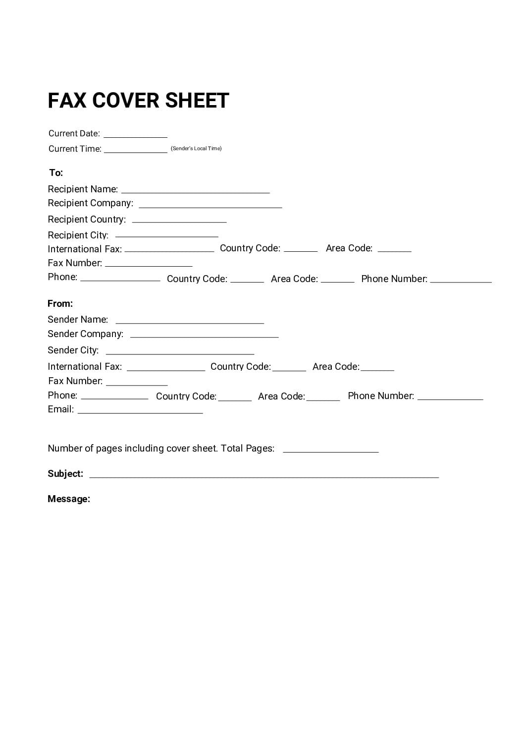 International Fax Cover Sheet pdf