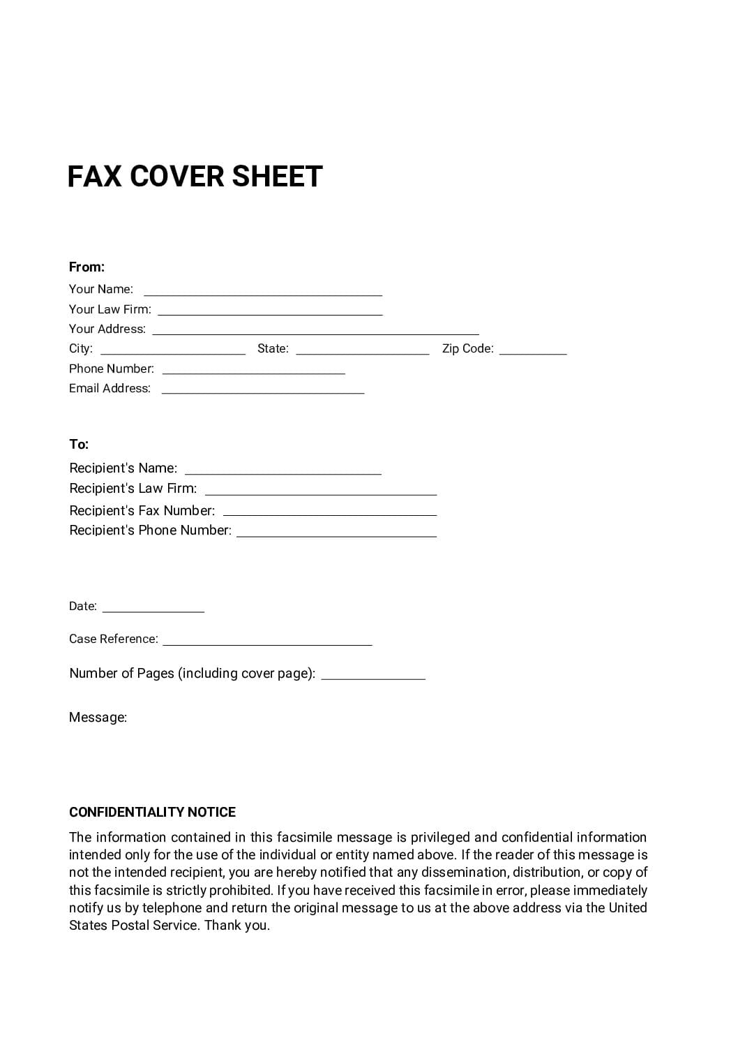 Legal Documents Fax Cover Sheet pdf