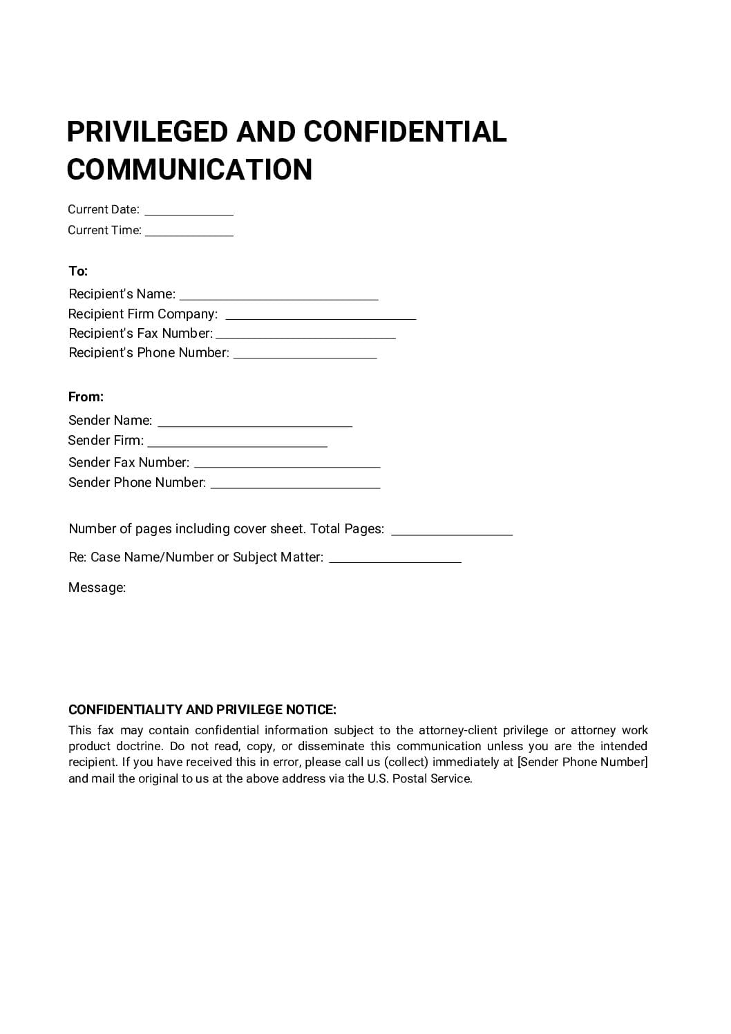 Legal Fax Cover Sheet pdf