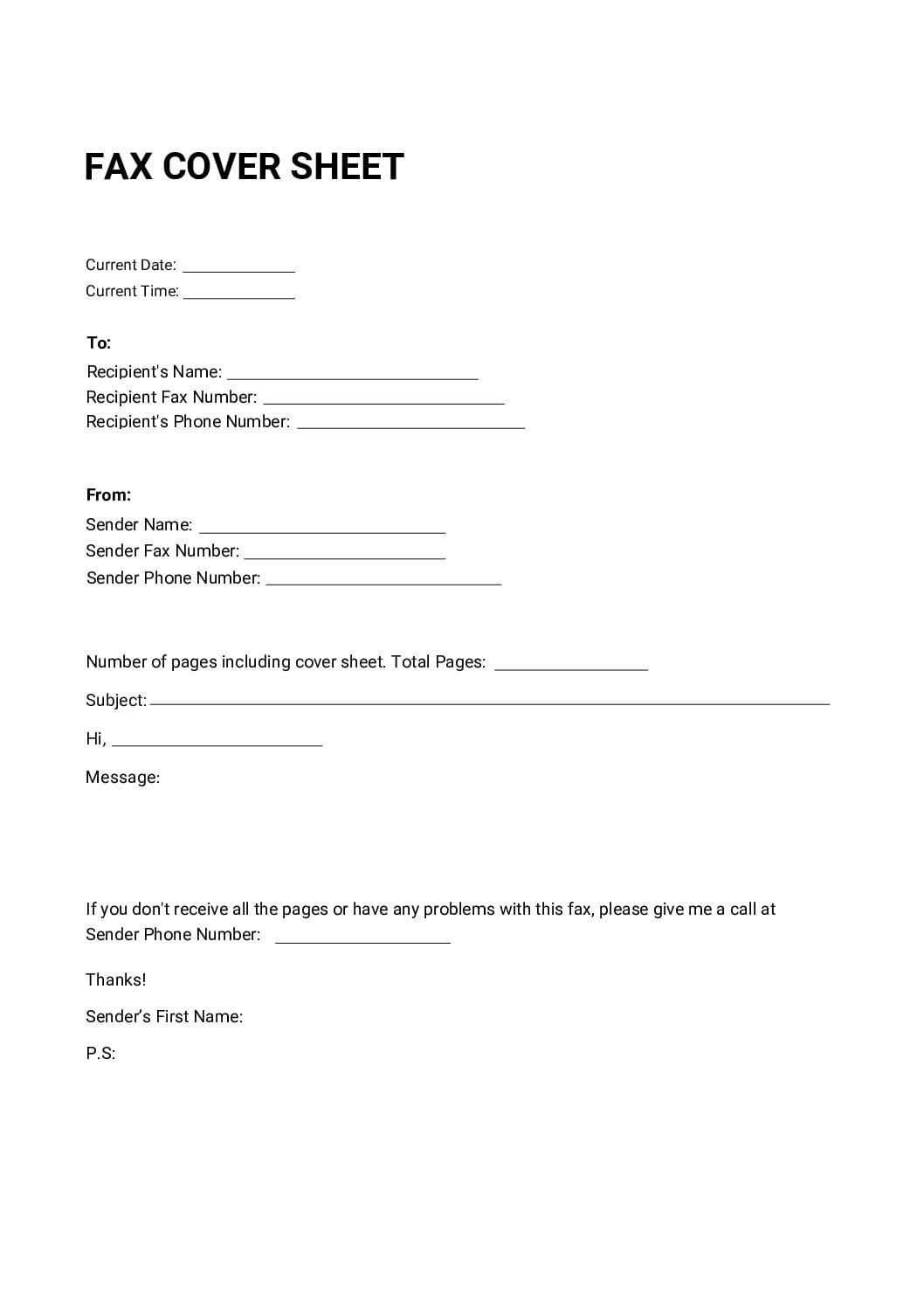 Personal Fax Cover Sheet pdf